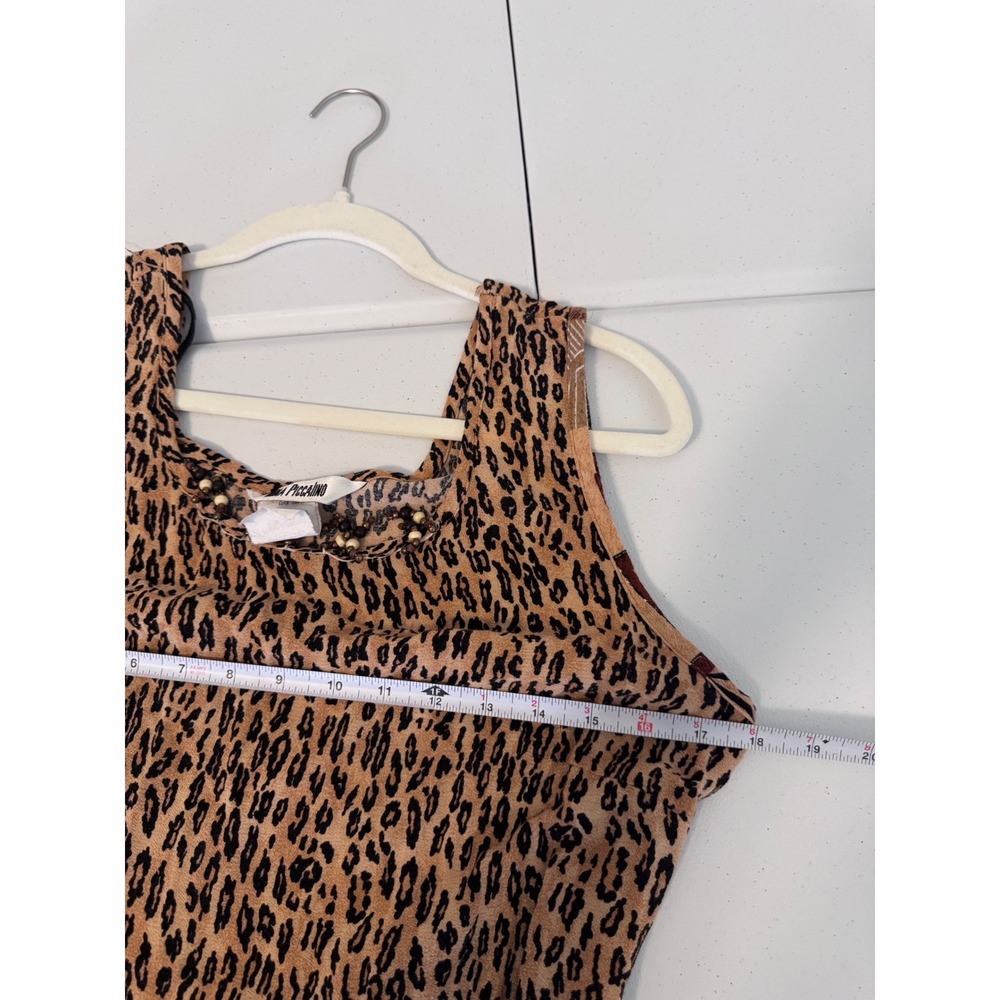 Nina Piccalino Vintage Leopard Print Beaded‎ Maxi Dress Tan Brown Size 12 m3 - Picture 6 of 8